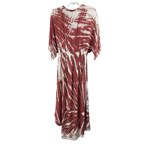 Young, Fabulous & Broke Isla Maxi Dress Sz L Hi Low Kimono Tie-dye Caftan Boho - Picture 11 of 12